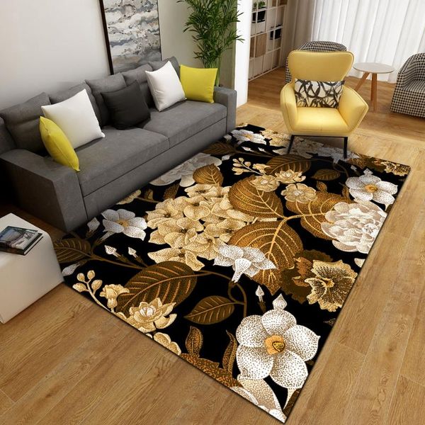 

carpets art flower decoration mat 3d carpet black non-slip entrance door family living room kitchen corridor