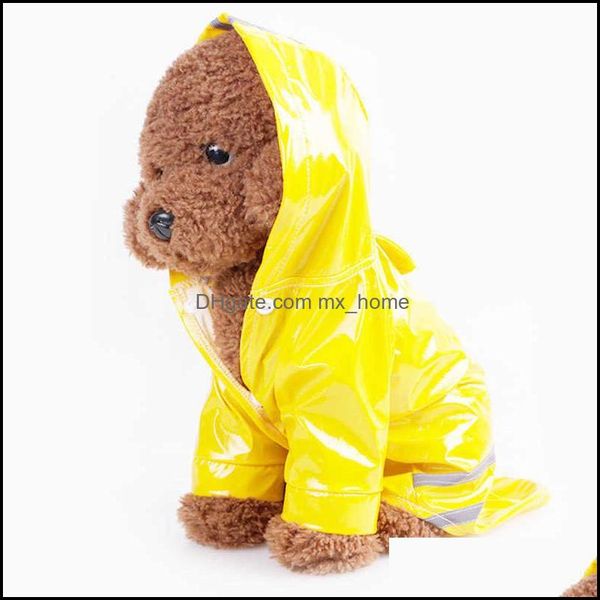 Supplies Home Gardendog Haustier-Hundekleidung, Outdoor-Welpen-Regenmantel, S-XL, wasserdichte Jacke, Kapuzen-Regenmantel, Pu, reflektierend, für Hunde, Katzen, Bekleidung