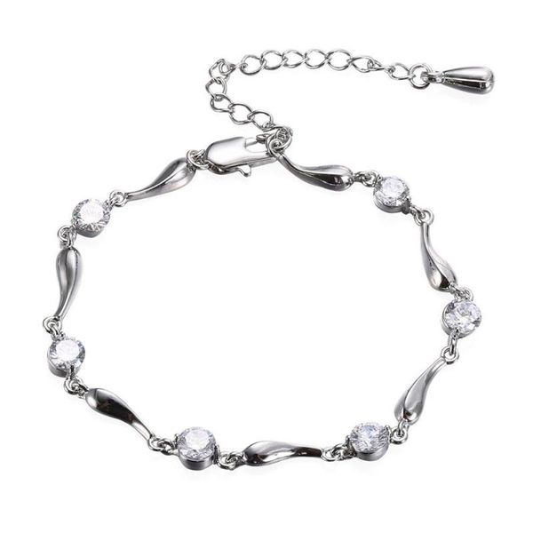 

link, chain sangdo women silver color imple water drop zircon bracelet elegant exquisite hand wear decoration, Black