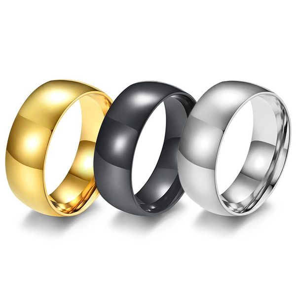 

wedding rings 2021 fashion simple men's and women's 8mm couple stainless steel jewelry party gift punk style, Slivery;golden