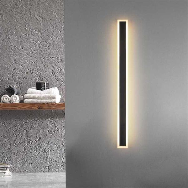 

long black bright aluminum led wall lamp bathroom aisle stair modern creative waterproof mirror porch light 2629