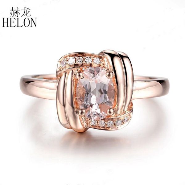 

cluster rings helon solid 10k rose gold oval cut 7x5mm natural morganite diamonds engagement wedding ring women's trendy unique fine je, Golden;silver