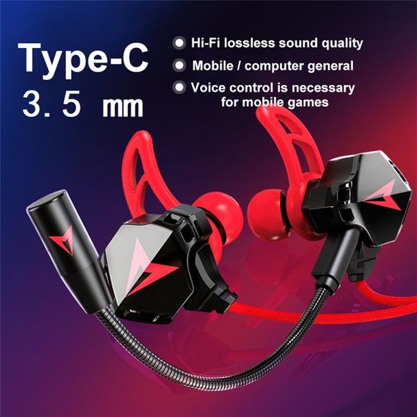 

type-c & 3.5mm in-ear wired call earphones gaming computer earpiece earbuds for lg xiaomi huawei iphone headset