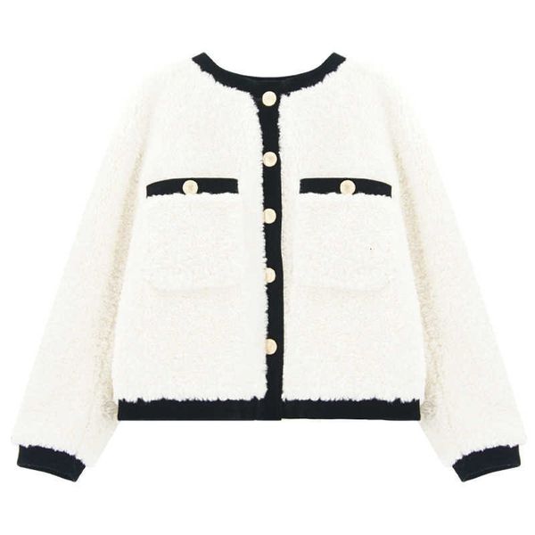 

zhenzhen family korean version xiaoxiangfeng lamb wool coat women's autumn and winter 2021 temperament versatile cashmere, Black;brown