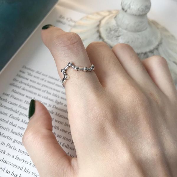 

cluster rings women's authentic s925 sterling silver fine jewelry starry great dipper j279, Golden;silver