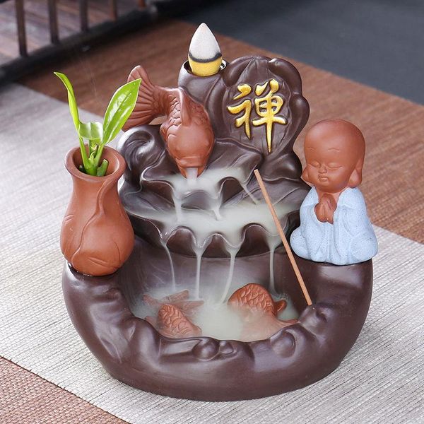 

fragrance lamps zisha backflow incense burner household indoor creative zen little monk hydroponic decorative ornaments