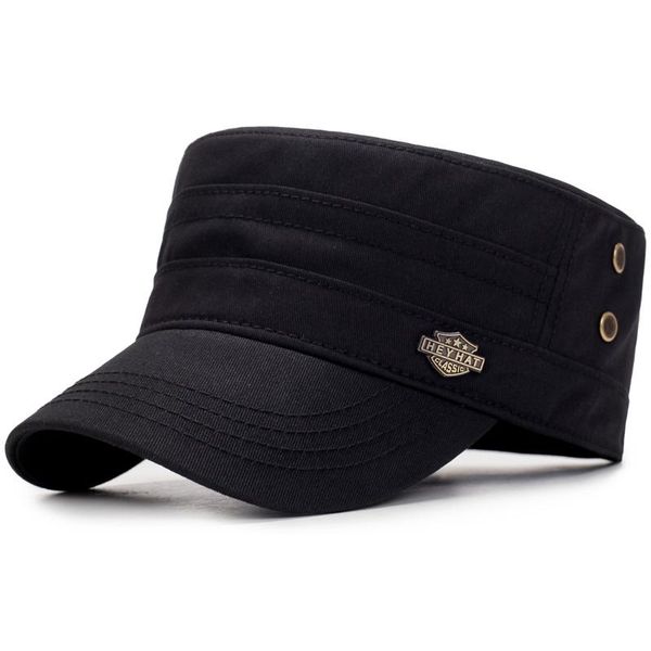 

cycling caps & masks 2021 military cap summer autumn casual cadet washed cotton flat men and women retro sports, Black