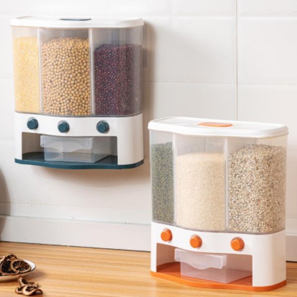 

storage bottles & jars 6l dry food dispenser cereal wall mounted separate proof automatic racks sealed metering rice bucket moisture kitchen