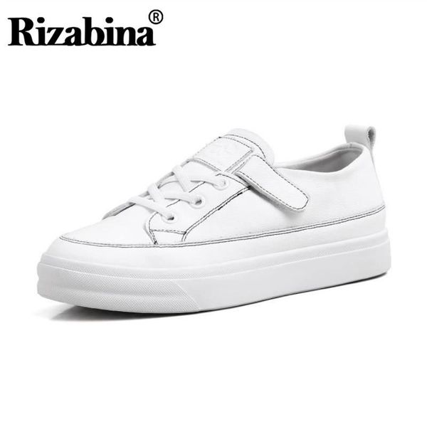 

slippers rizabina shoes women sneakers real leather round toe flat heel hook&loop casual walk footwear size 40, Black