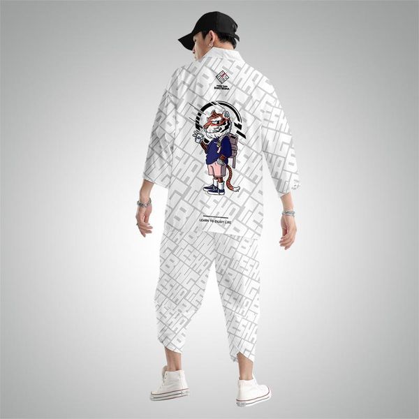 

ethnic clothing men samurai haori yukata white tiger print cardigan shirt japanese traditional kimono, Red