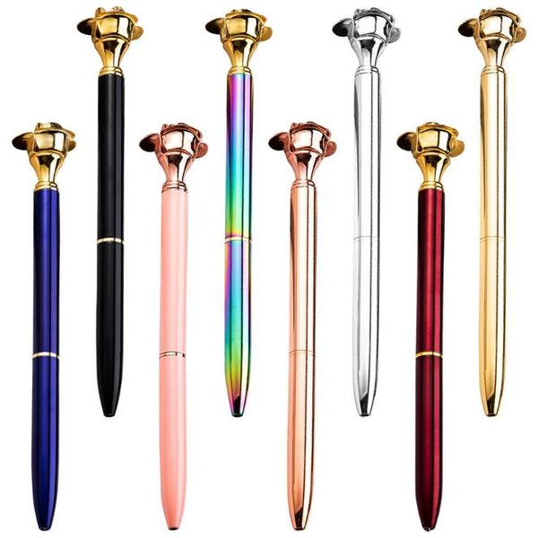 

ballpoint pens 10pcs/lot rose metal pen, promotional gift personalized ball pen advertising random color delivery, Blue;orange