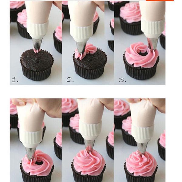 

cake tools silicone kitchen accessories icing piping cream pastry bag + 6xstainless steel nozzle set diy decorating tips