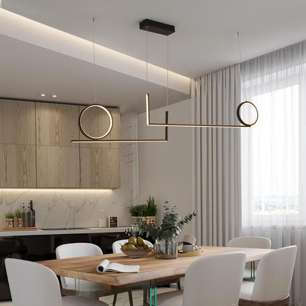 

pendant lamps nordic led chandelier modern remote control round ring home decor dining living room hanging light interior furniture
