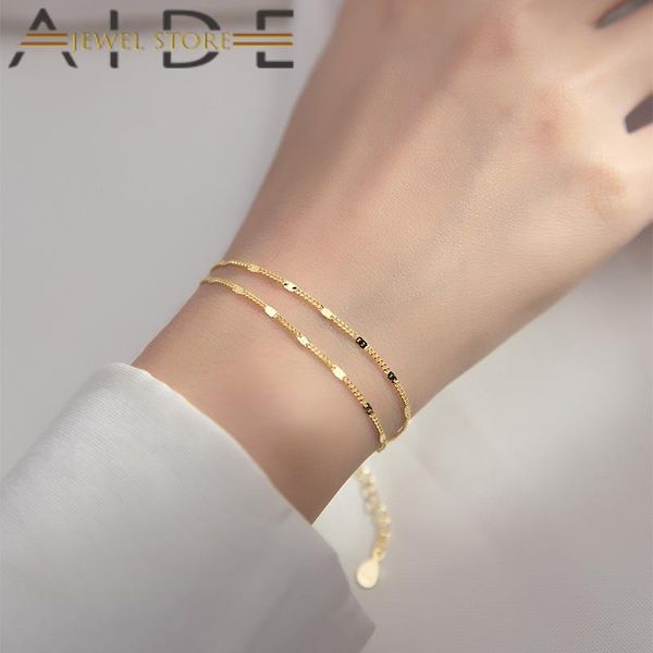

charm bracelets aide fashion jewerly minimalist fresh double-layer bracelet for girls birthday gift cute sweet couple handmade chain, Golden;silver