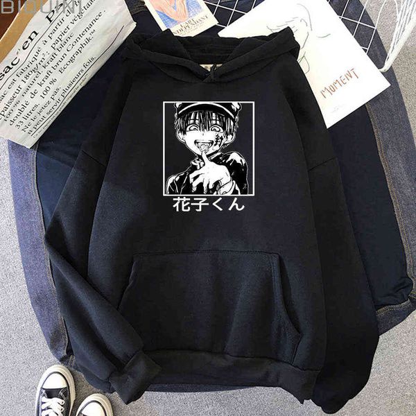 

anime hoodies women oversized sweatshirt toilet bound hanako kun print hip hop spring/autumn streetwear kpop clothes long sleeve y0820, Black