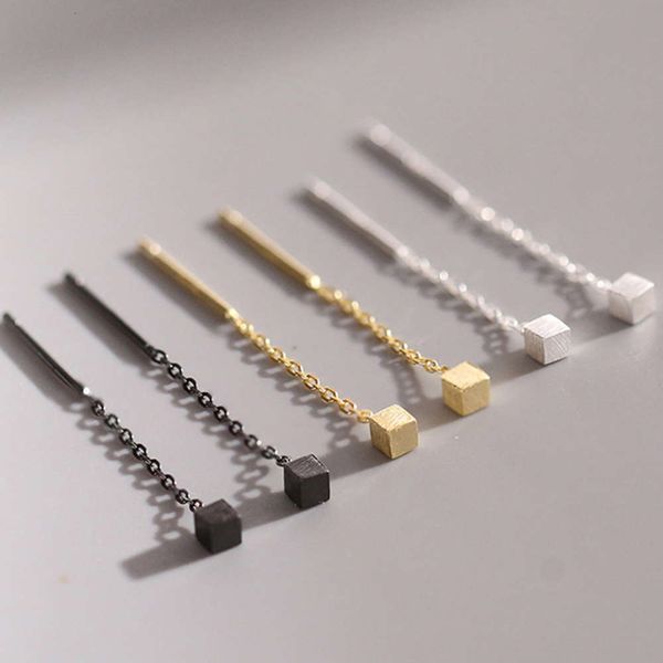 

sterling cube earring line simple brushed small earring ornament