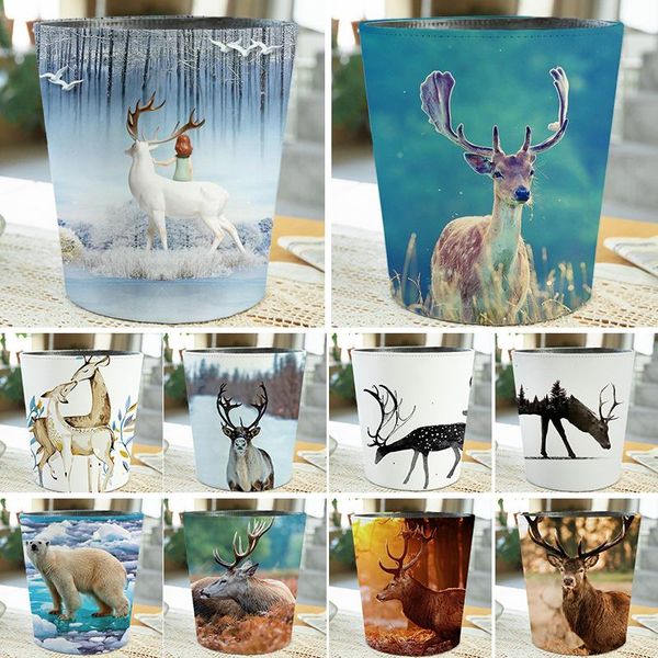 

waste bins pu leather small trash rubbish garbage bin holder waterproof kitchen cabinet door office car can storage bucket