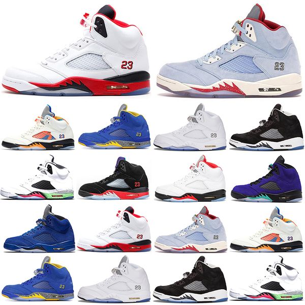 

fashion basketball shoes 5 5s for men 3 space jam oreo metallic silver laney royal international flight ice blue fire red outdoor trainers s, White;red