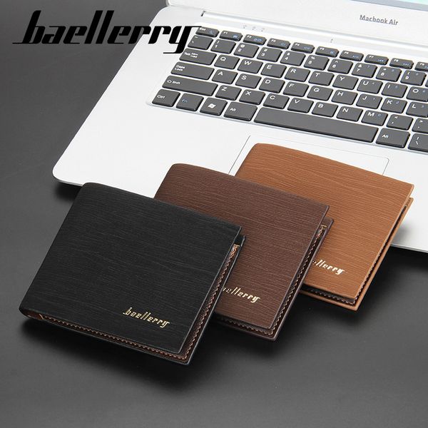 

baellerry 2021 leather men wallet small mini card holder male walet pocket retro purse high quatily man bag carteira masculina, Red;black