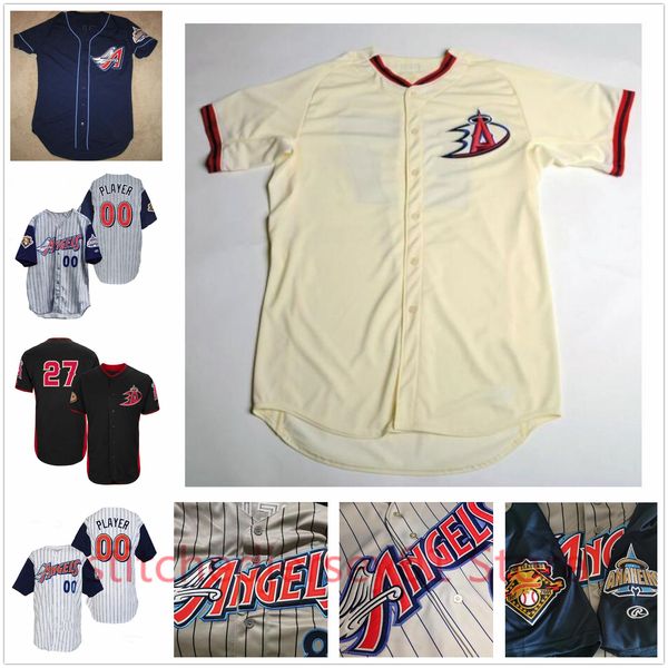 

retro wear los angeles anaheim jersey ducks troy glaus mo vaughn tim salmon shohei ohtani mens women youth, Black