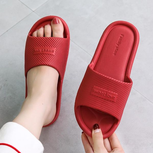 

2021 new slippers women summer flip flops indoor house couples home bathroom non-slip soft tide to wear slippers flat shoes, Black