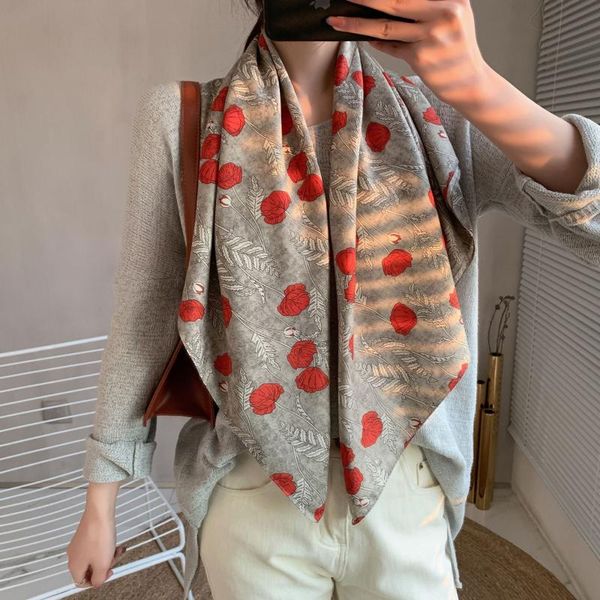 

scarves silk bag scarf fashion print square lady hair foulard female head band women bandana neckerchief large hijab summer, Blue;gray