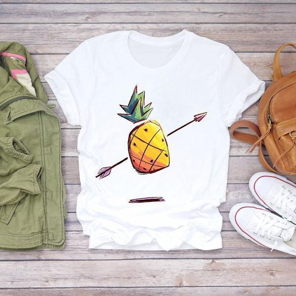 

women 2021 cartoon love cute beach pineapple fashion summer fruit shirt ladies womens t-shirts t graphic female tee t-shirt, White