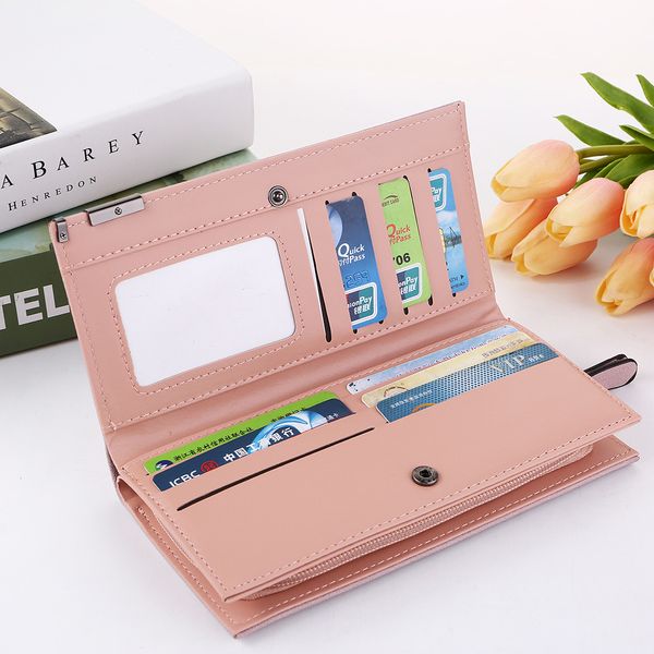 

women wallet 2021 fashion ladies frosted handbag womens long zipper buckle simple student wallet carteras mujer, Red;black