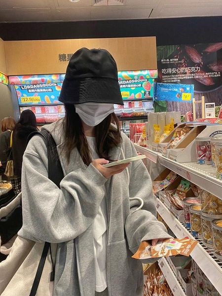 

women's hoodies & sweatshirts idle style loose hooded casual zipper gray, fleece lining rac, Black