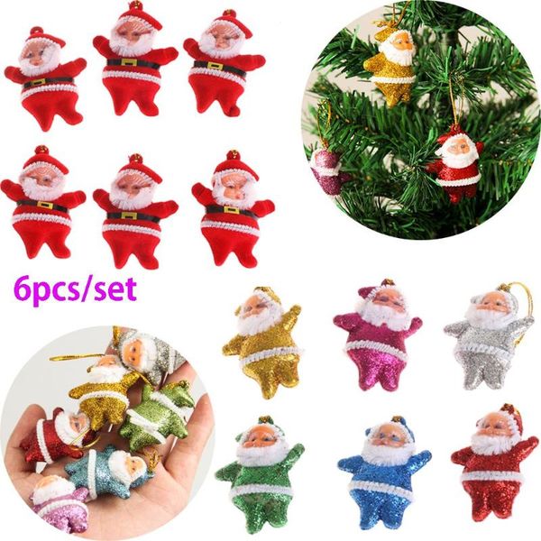 

christmas decorations 6pcs multi-color decoration santa claus xmas tree hanging party supplies home decor kids favors gifts