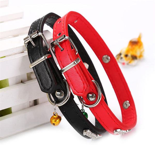 

dog collars & leashes pet pu collar with bell adjustable safety lovely personality products for small medium
