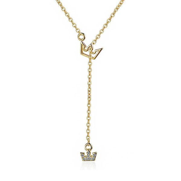 

pendant necklaces exquisite zirconia crown shaped gold & silver color chain link choker necklace fashion jewelry gift for women