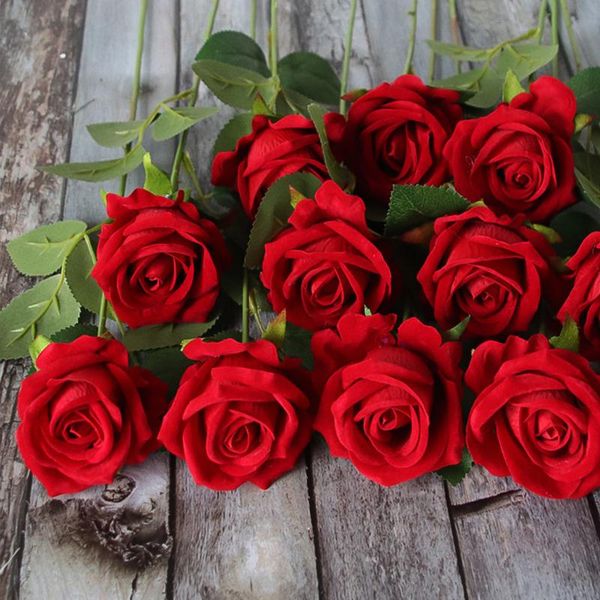 

decorative flowers & wreaths artificial rose branch wedding decoration vivid real touch roses home decor plants bridal