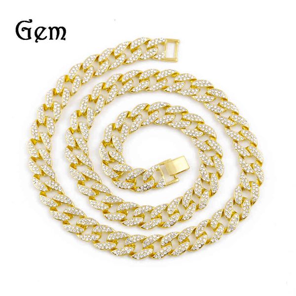 

18k row diamond zircon jewelry miami full chain cuba necklace hip hop, Black