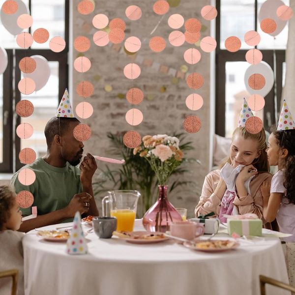 

party decoration 4m champagne circle garlands rose gold paper banner birthday supplies wedding hanging garland for baby shower