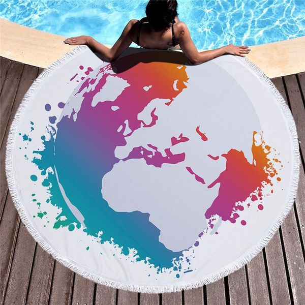 

towel casegrace special map beach soft microfiber hydrophil ananas round with tassels yoga mat table cloth