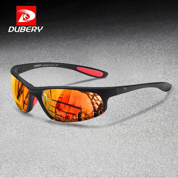 

dubery polarized sports sunglasses for men running driving fishing golf sun glasses semi rimless glasses red blue mirror shades, White;black