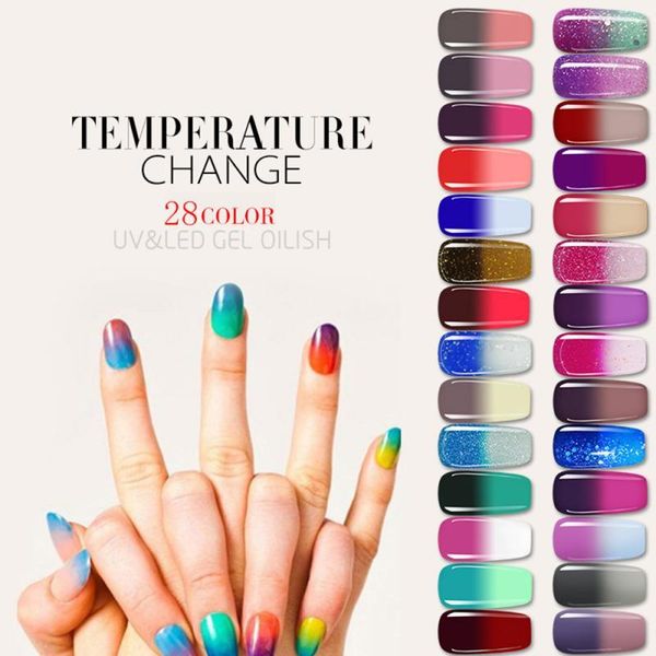 

nail gel wirinef polish temperature color changing series art design soak off varnish manicure with base coat tslm2, Red;pink