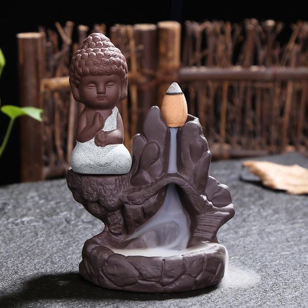 

fragrance lamps mini ceramic craft smoke waterfall incense burner dragon buddha backflow tower holder office home decor +10pcs cones