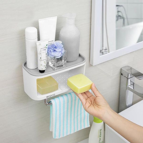 

bathroom storage & organization ecoco wall mounted shelve kitchen box with towel bar roll paper hanger home space saving organizer