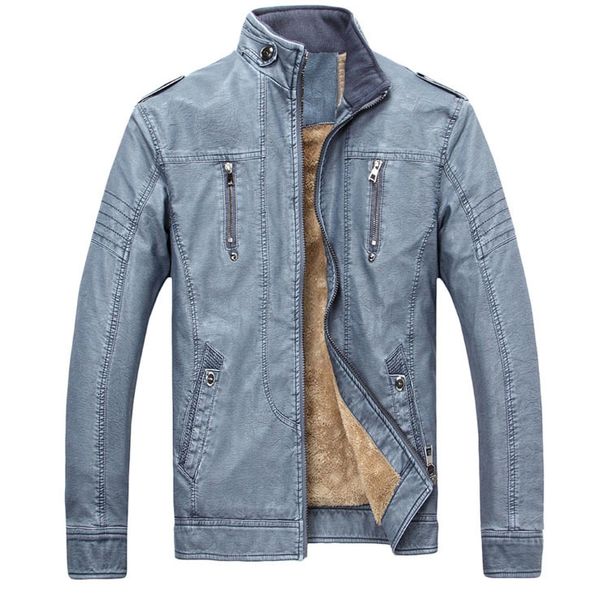 

mens winter coat sheepskin inside leather jacket lambs wool outwear overcoat warm thickening plus size 4xl 2021 leather jackets, Black