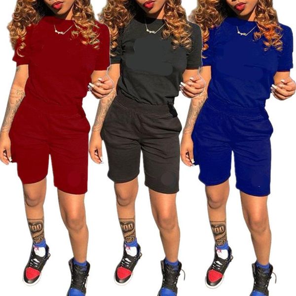 

european and american explosive letter print short sleeve shorts round neck fashion casual sports suit two-piece female 2021, White