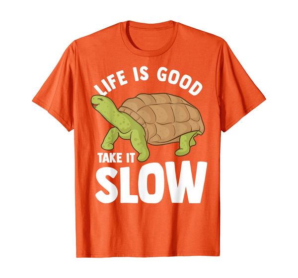 

life is good take it slow cute turtle living in the moment t-shirt, White;black