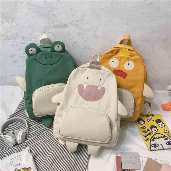 

cute cartoon frog duck backpack women schoolbag for teenage girls female back pack nylon school famale teen bagpack