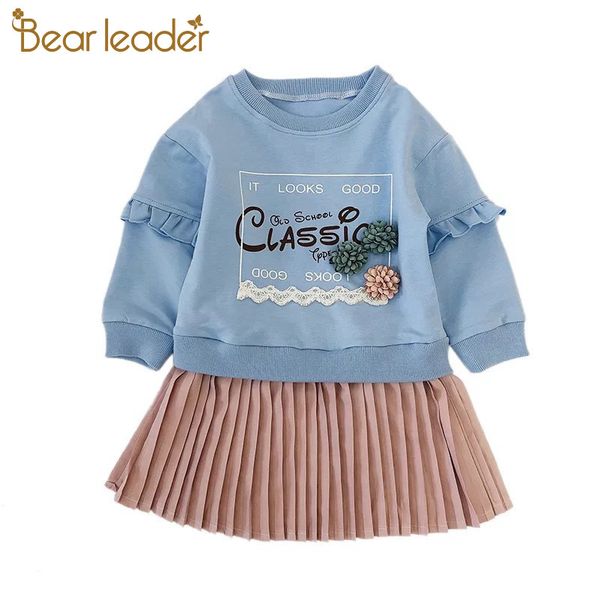 

bear leader girls clothes 2021 new autumn princess dresses sweet dot round collar long sleeve dress 3-7y girls dresses vestido 210225, Red;yellow