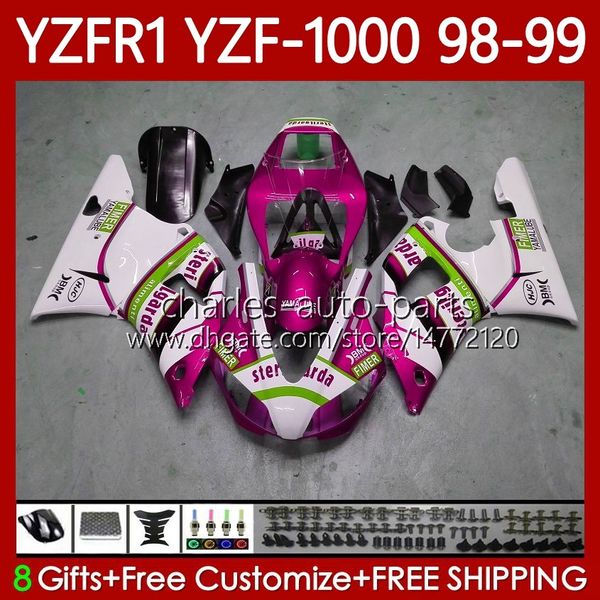 Kit per il corpo OEM per Yamaha YZF-1000 YZF-R1 YZF 1000 cc r 1 Pink White 1998 1999 2000 2000 2001 Bodywork 82No.129 YZF R1 1000CC 98-01 YZF1000 YZFR1 98 99 00 01 FIRING MOTOCICLE