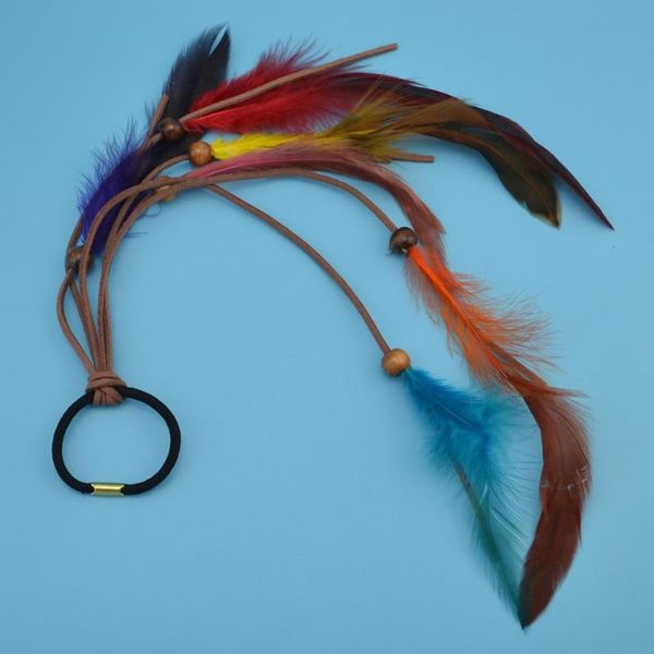

hair clips & barrettes amazing bohemian elastic bands wind girl feather headband headpiece weaving accessories rope gum rubber band., Golden;silver