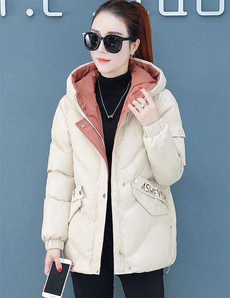 

2021 new winter women parkas hooded warm thicken coat wadded jacket female down cotton-padded short parka gilrs jaqueta feminina, Black