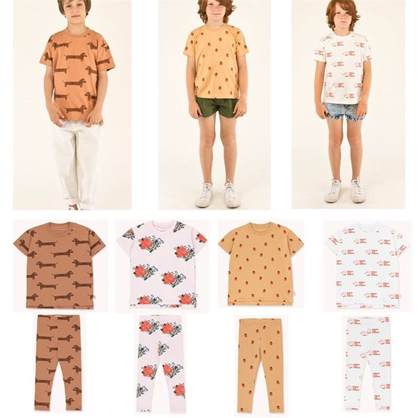 Çocuk İspanya Marka Giyim Setleri Çilek Köpek Baskı Karikatür Tshirt ve Pantolon Bebek Pijama Kıyafet 210619