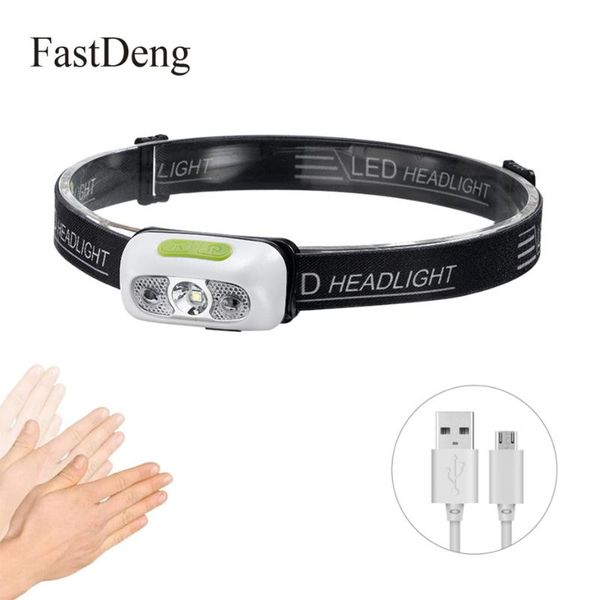 

1000 lumen led headlamp motion sensor ultra bright hard hat head lamp powerful headlight usb rechargeable waterproof